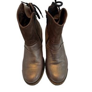 Fly‎ London tie up back, side zip boots